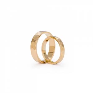 Unikalne ręcznie robione Obrączki szeroko młotkowane złote